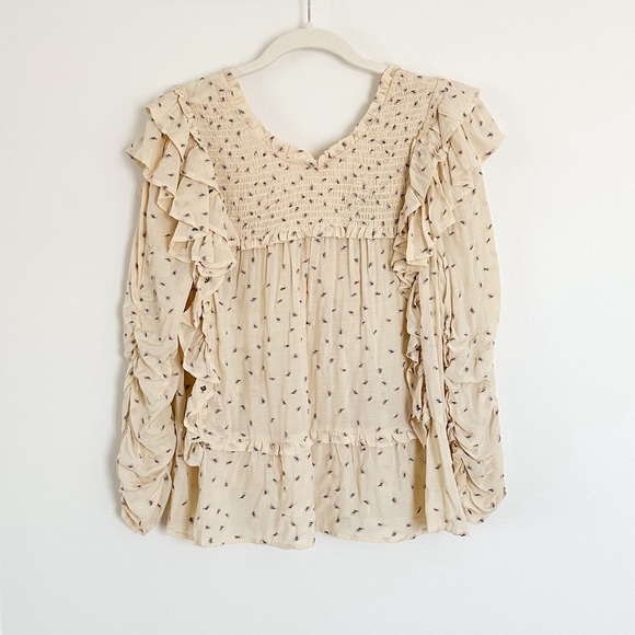 NWT Munthe Crisp Embroidered Ruffle Top Creme Size 10 US 40 EU - Picture 3 of 4